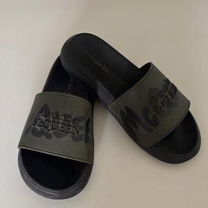 Alexander McQueen Dark Olive Slides